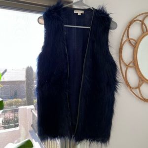 Navy Blue Fur Vest Size XS